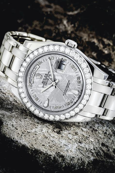 rolex platinum day date meteorite|Rolex diamond set platinum.